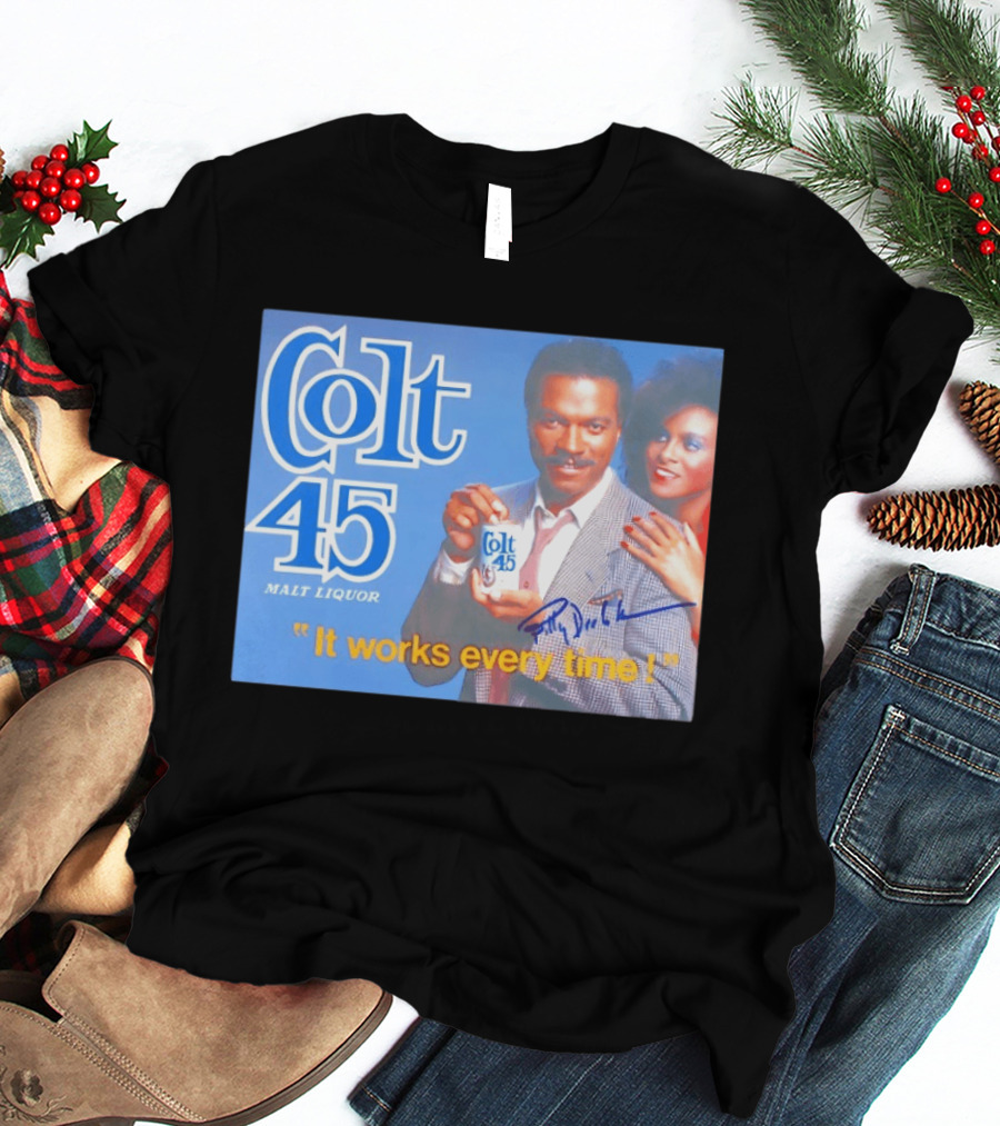 Colt 45 Malt Liquor It Works Every Time Billy Dee Williams Signed T-Shirt