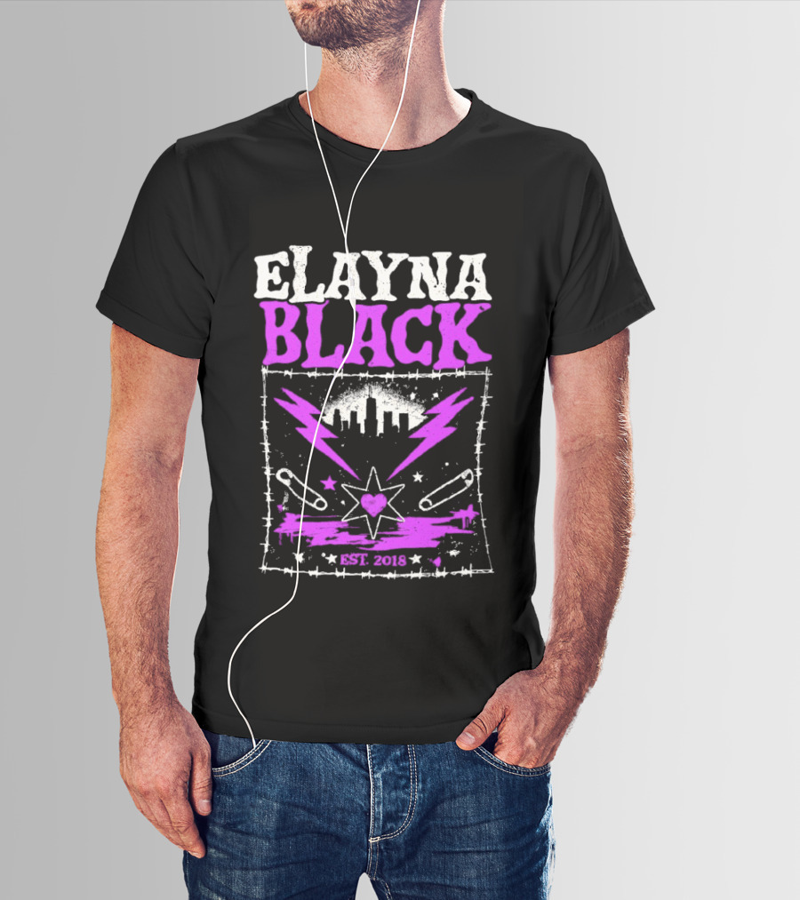 Elayna Black Heart Star Lightning Est 2018 T-Shirt
