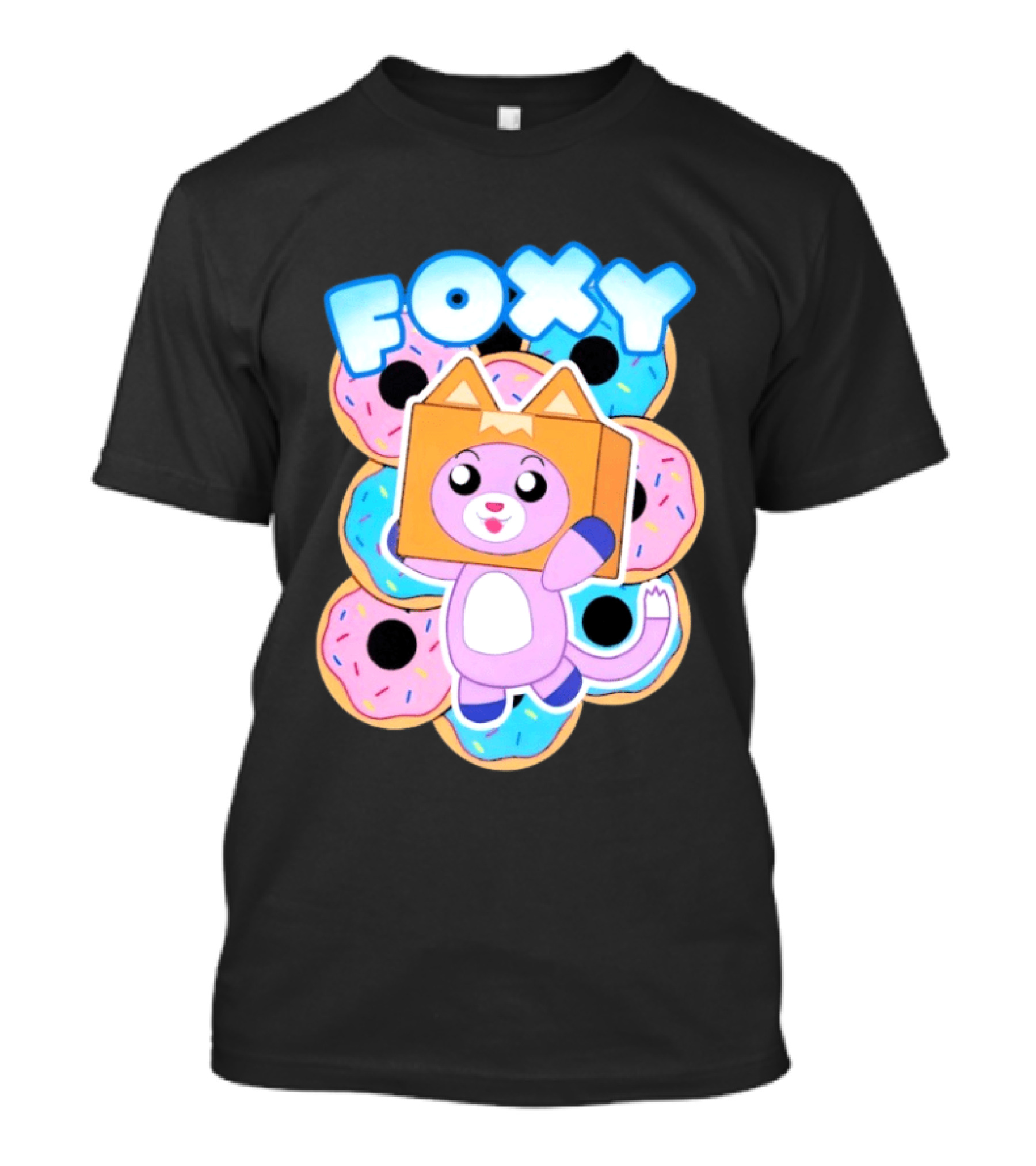 LankyBox Foxy Pink Donuts Fun Cartoon T-Shirt