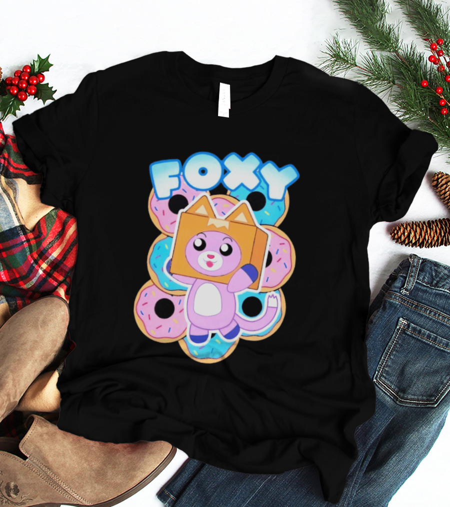 LankyBox Foxy Pink Donuts Fun Cartoon T-Shirt