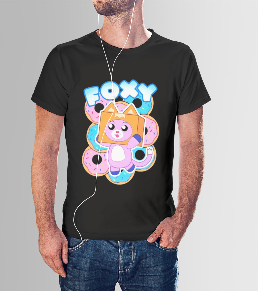 LankyBox Foxy Pink Donuts Fun Cartoon T-Shirt