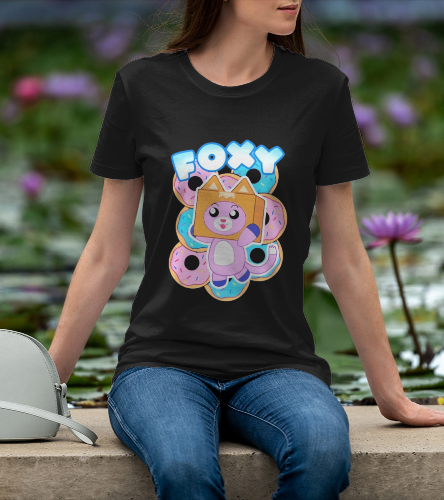 LankyBox Foxy Pink Donuts Fun Cartoon T-Shirt