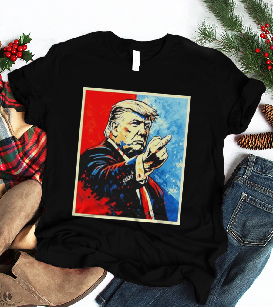 Trump 2026 Meme Middle Finger Red Blue Pop T-Shirt