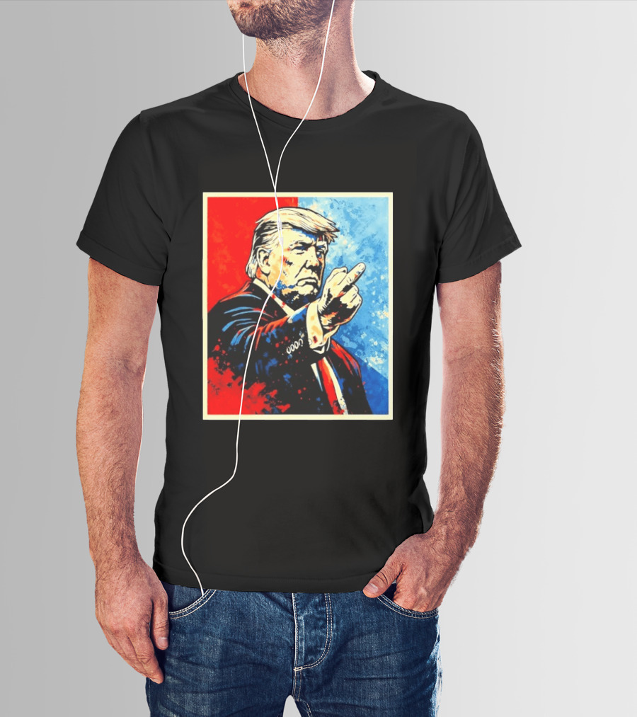 Trump 2026 Meme Middle Finger Red Blue Pop T-Shirt