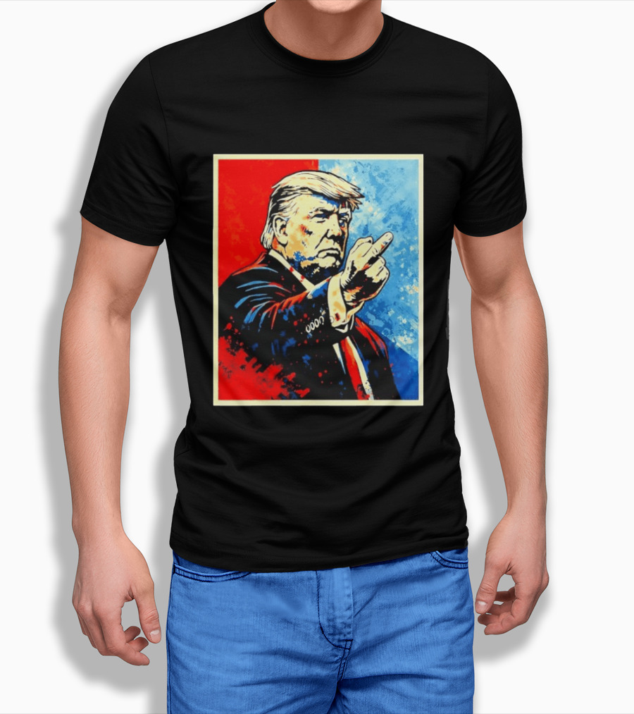 Trump 2026 Meme Middle Finger Red Blue Pop T-Shirt