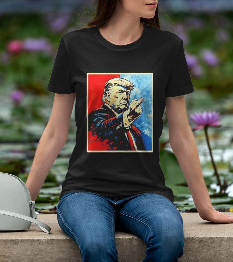 Trump 2026 Meme Middle Finger Red Blue Pop T-Shirt