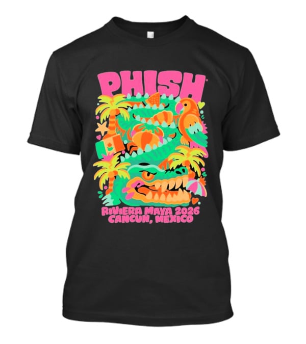 Phish Riviera Maya 2026 Cancun Mexico Gator And Parrot Tropical Vibes T-Shirt