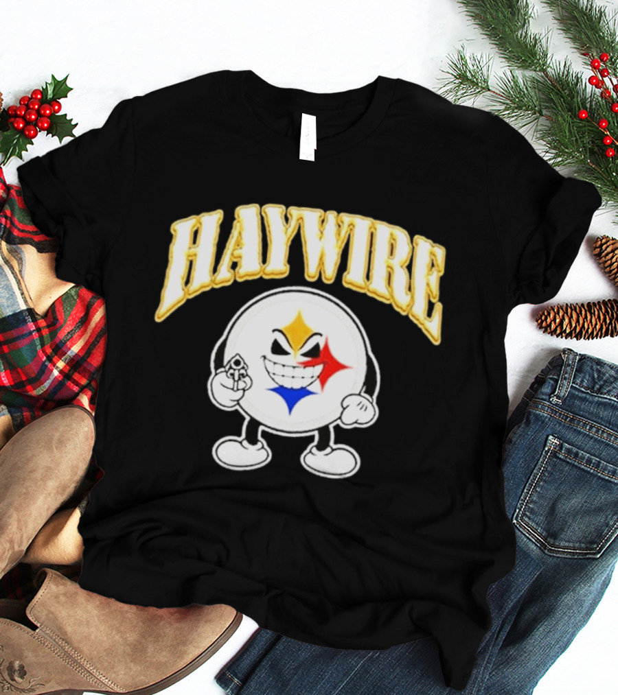 Pittsburgh Steelers Haywire Fun Character With Gun And Grin T-Shirt