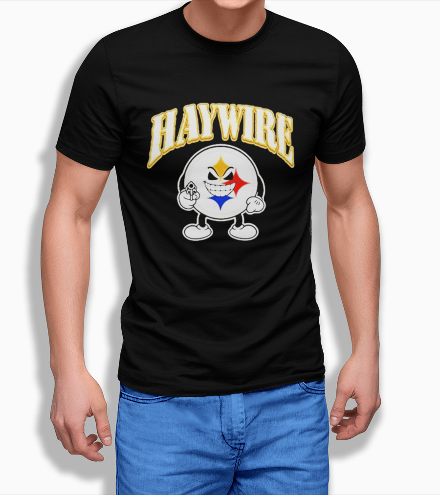 Pittsburgh Steelers Haywire Fun Character With Gun And Grin T-Shirt