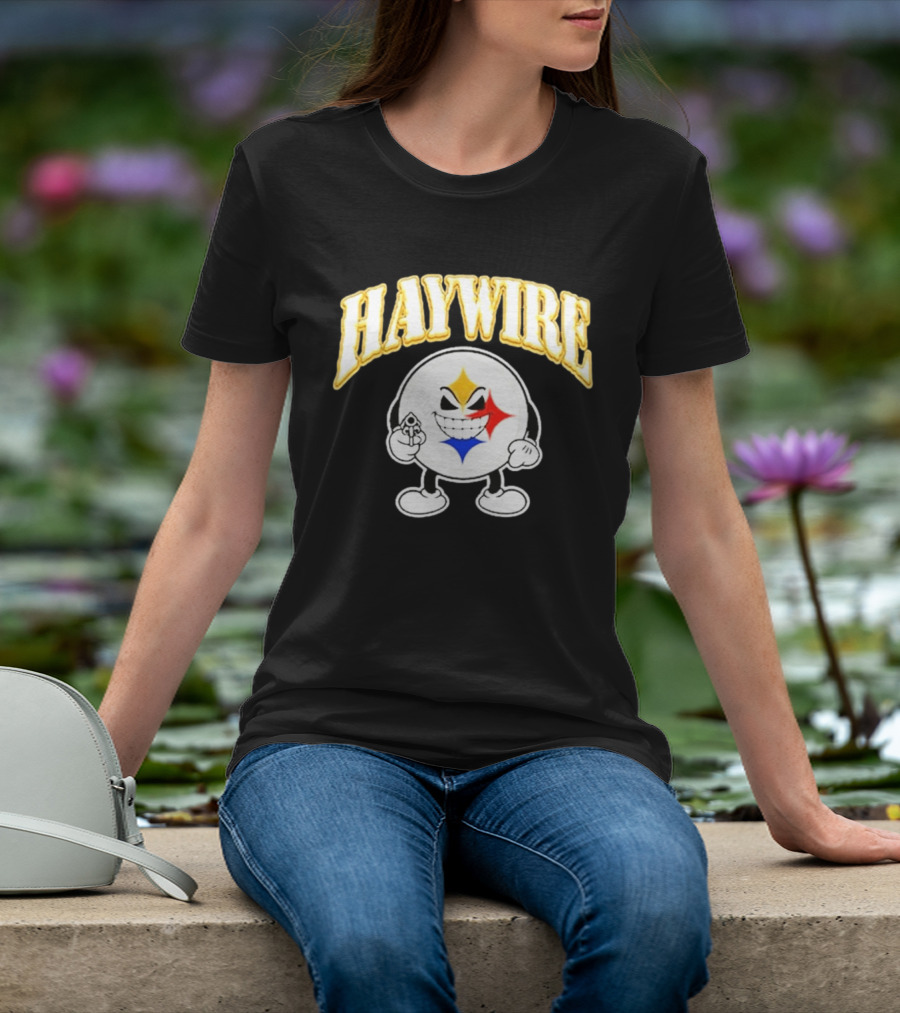 Pittsburgh Steelers Haywire Fun Character With Gun And Grin T-Shirt
