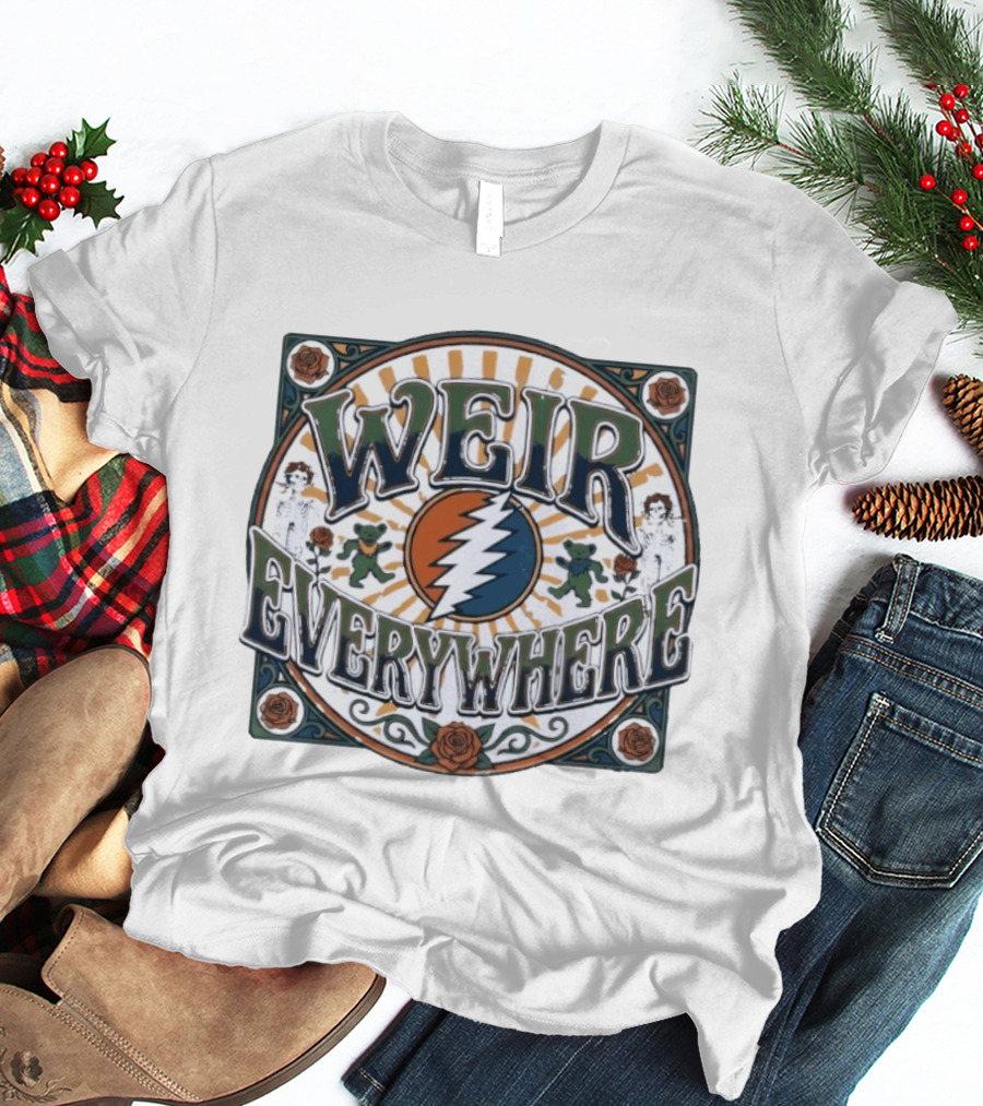 Weir Everywhere Grateful Dead Lightning Bolt Bears Roses T-Shirt