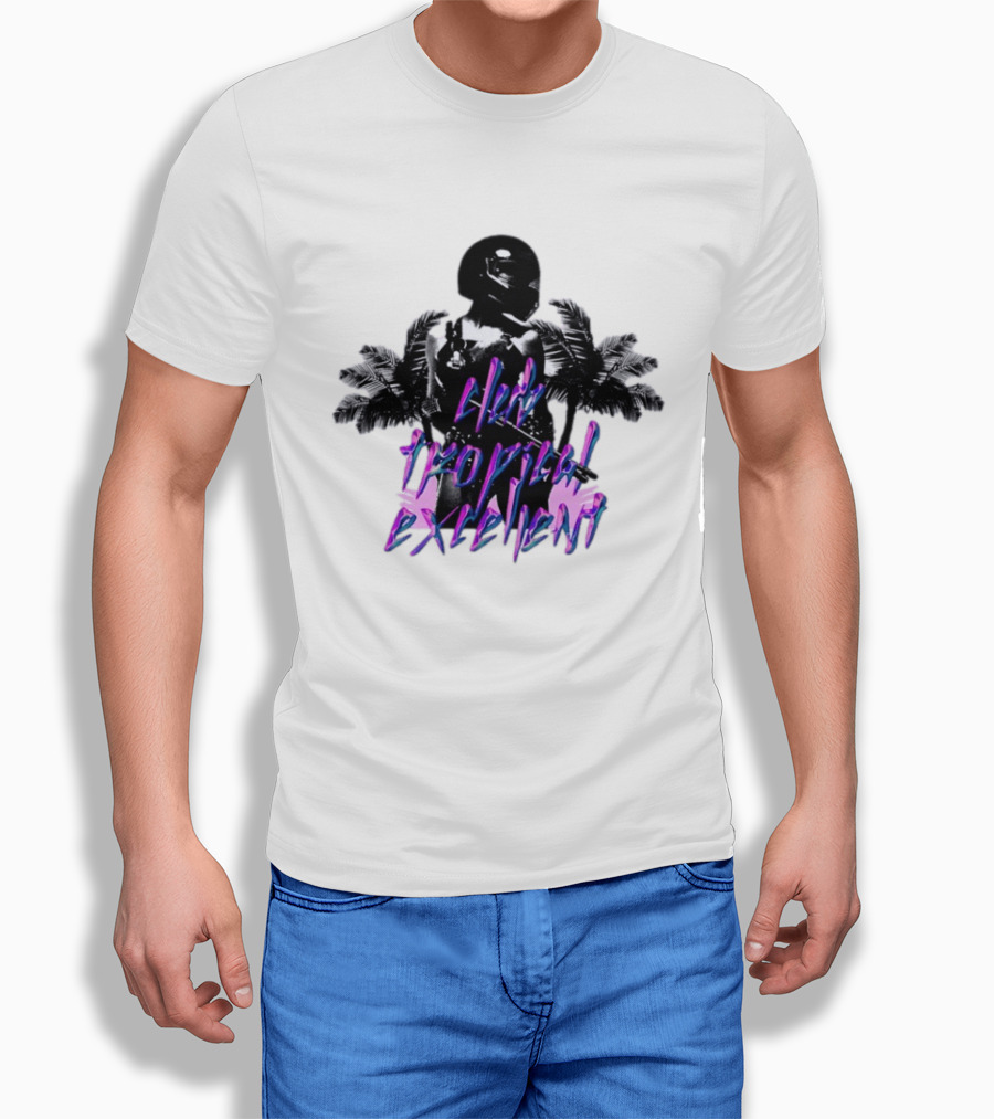 Club Tropical Excellent Palms And Helmet Fusion Retro Aesthetic T-Shirt