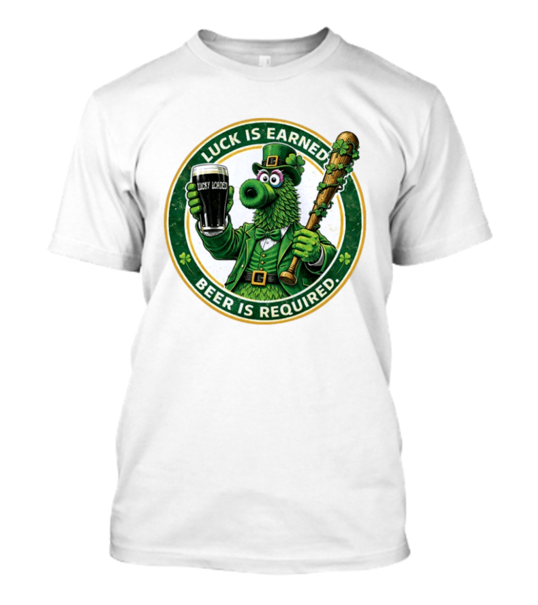 Phanatic Phillies St. Patrick's Day Luck Is Earned Beer Required Wawa Ice Blue T-Shirt