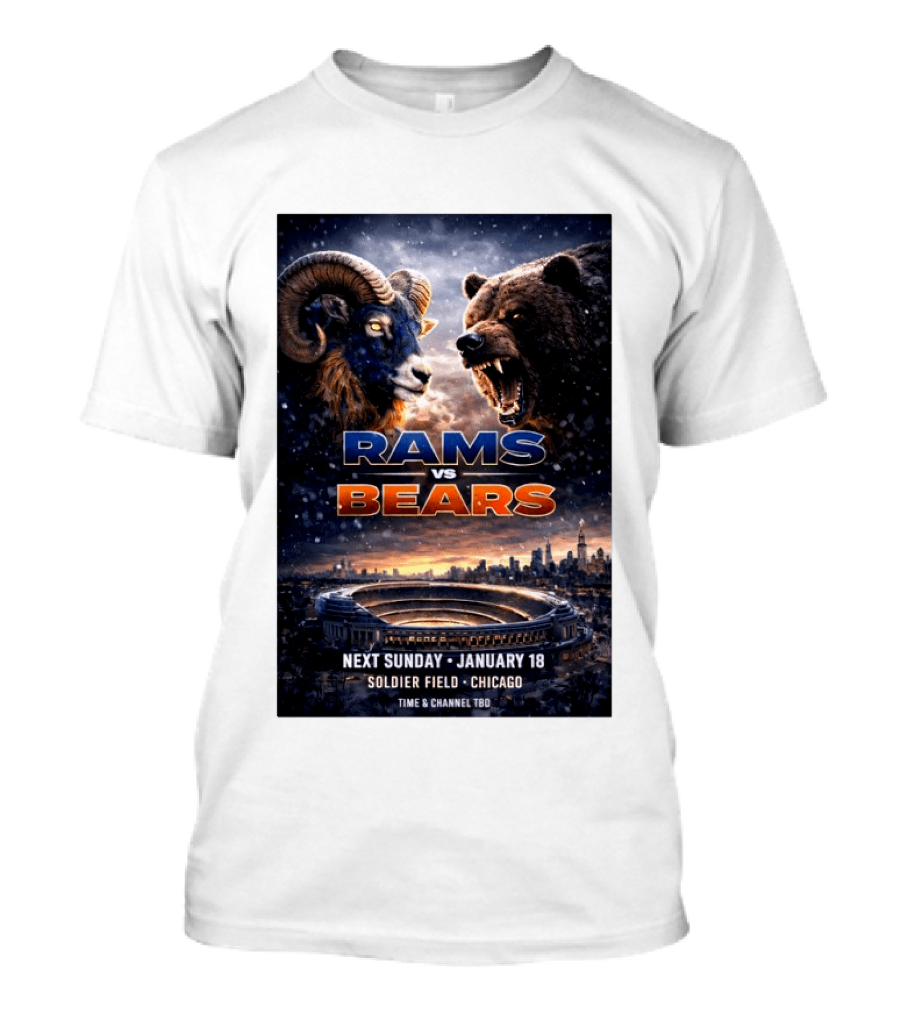 Rams Vs Bears Soldier Field Chicago January 18 2026 T-Shirt