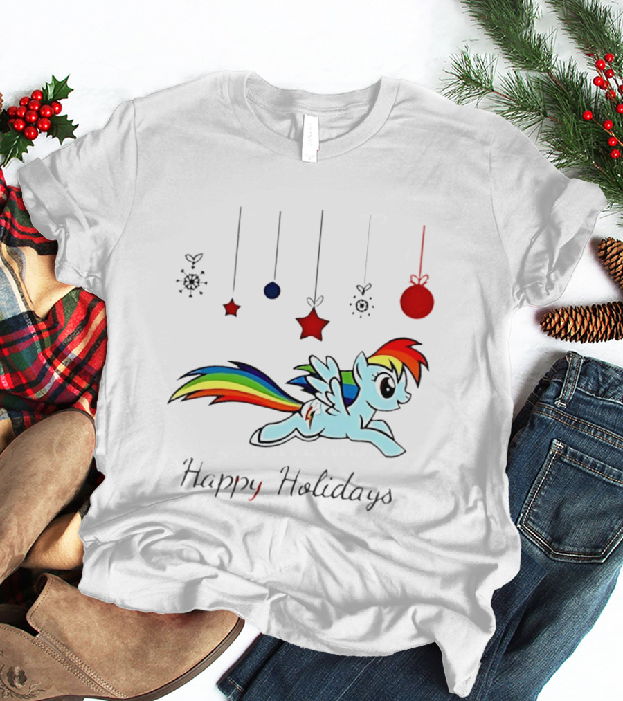 My Little Pony Rainbow Dash Happy Holidays Festive Ornament T-Shirt