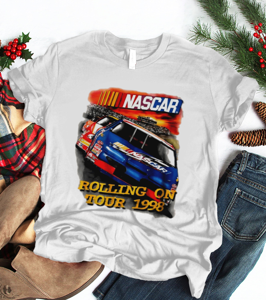 NASCAR Rolling On Tour 1998 Vintage Racing Scene T-Shirt