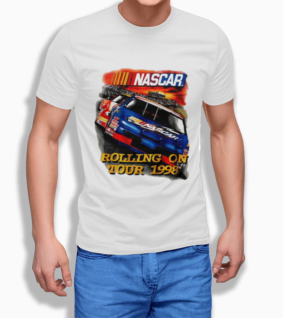 NASCAR Rolling On Tour 1998 Vintage Racing Scene T-Shirt