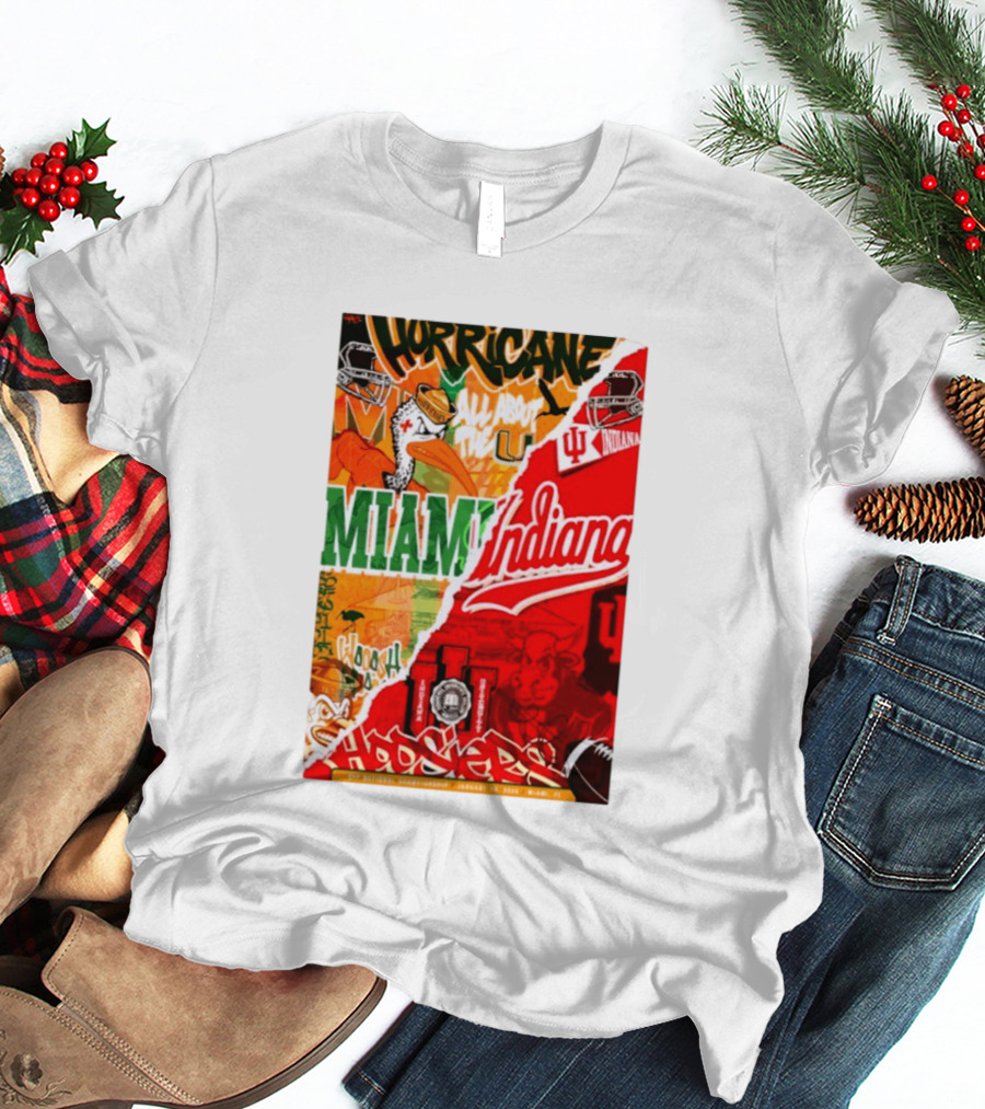 Miami Hurricanes Vs Indiana Hoosiers CFP National Championship January 19 2026 Wynwood Walls T-Shirt