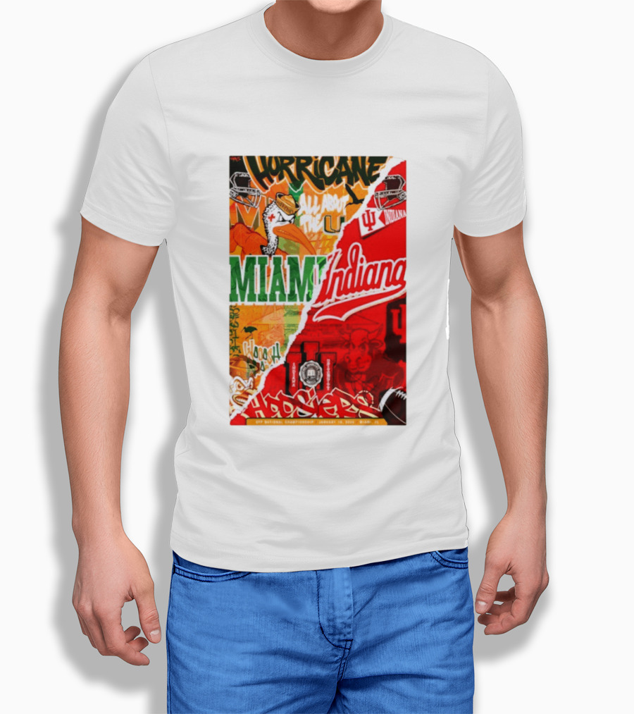 Miami Hurricanes Vs Indiana Hoosiers CFP National Championship January 19 2026 Wynwood Walls T-Shirt