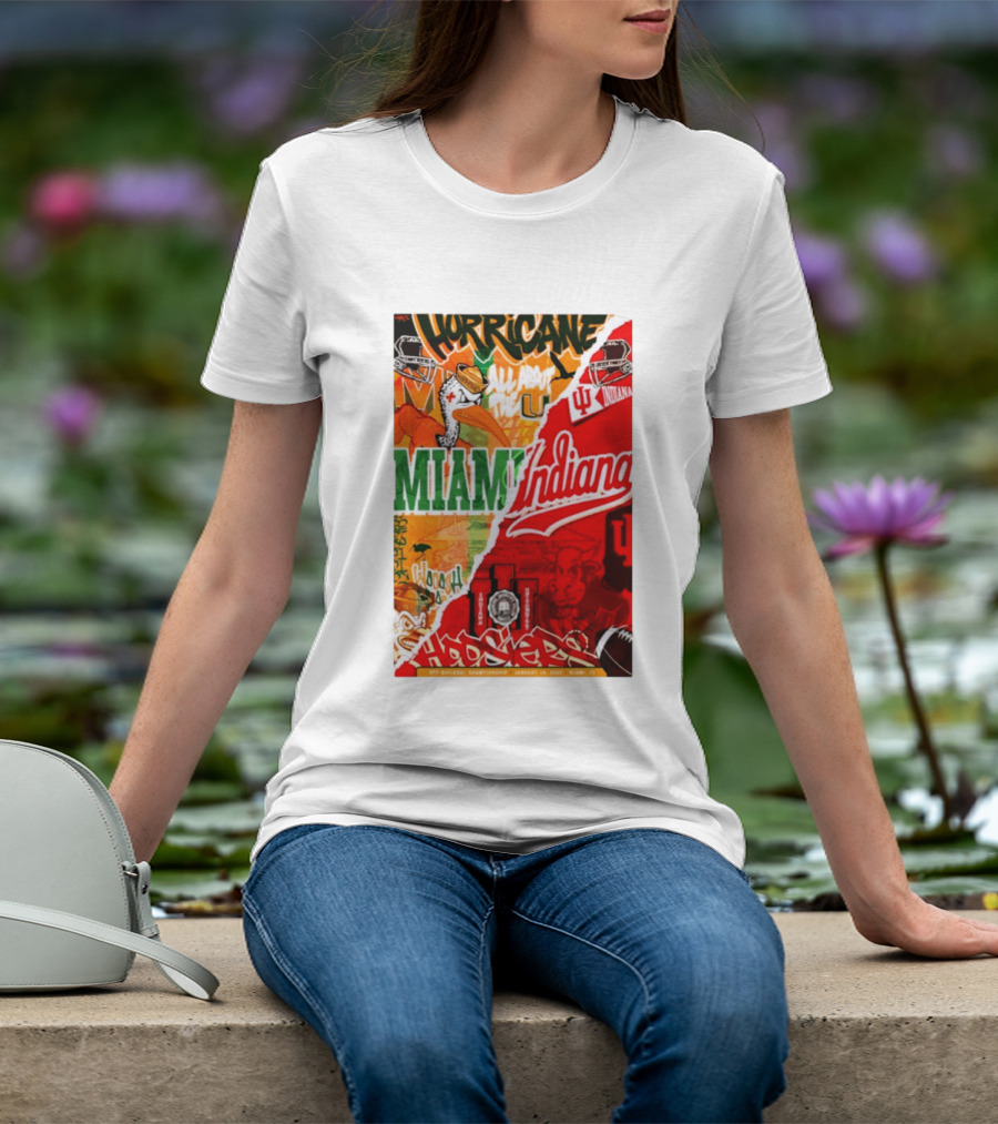 Miami Hurricanes Vs Indiana Hoosiers CFP National Championship January 19 2026 Wynwood Walls T-Shirt
