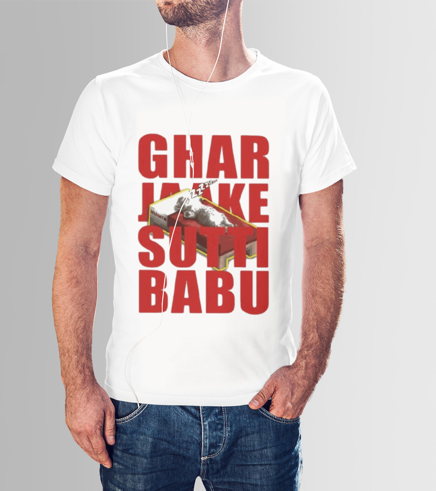 Ghar Jaake Sutti Babu Sleeping Cat On Bed ZZZ T-Shirt