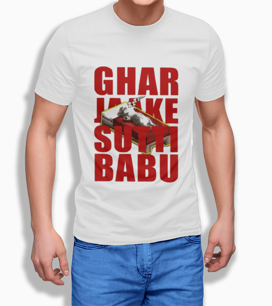 Ghar Jaake Sutti Babu Sleeping Cat On Bed ZZZ T-Shirt