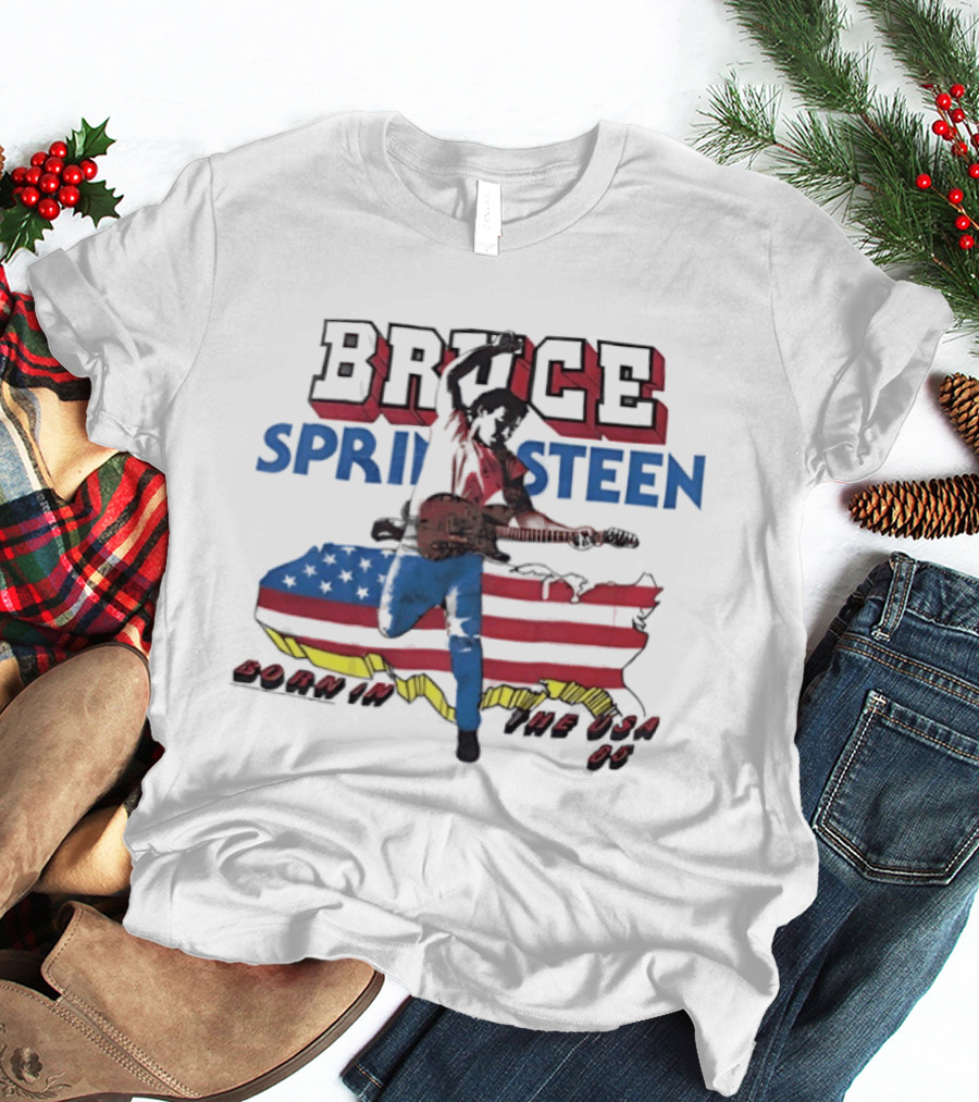 Bruce Springsteen Born In The USA 85 Map Guitar T-Shirt