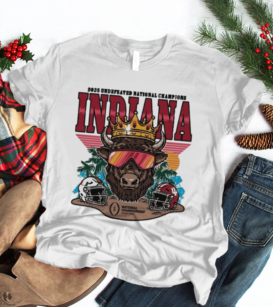 Indiana Hoosiers 2025 Undefeated National Champions Bison Crown National Championship Miami 2025 T-Shirt