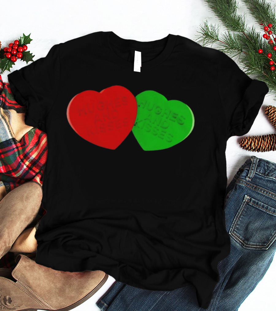 Hughes And Kisses Red Green Heart T-Shirt