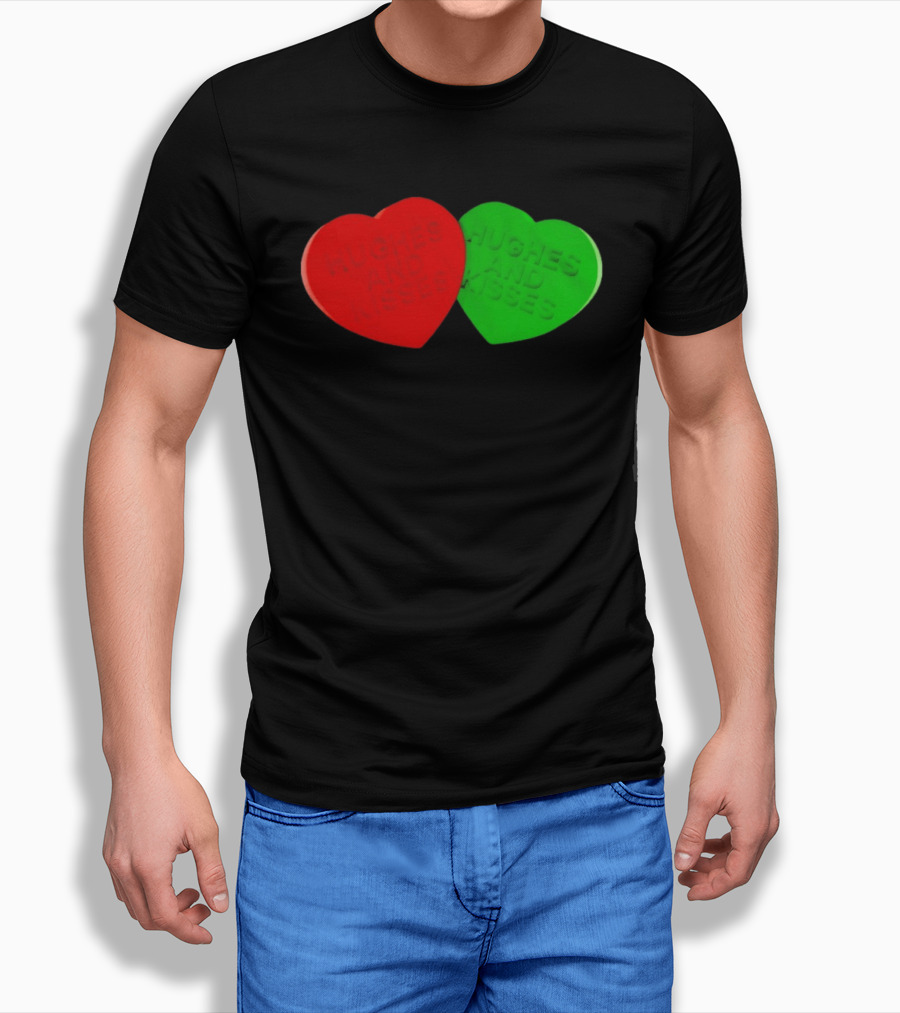 Hughes And Kisses Red Green Heart T-Shirt