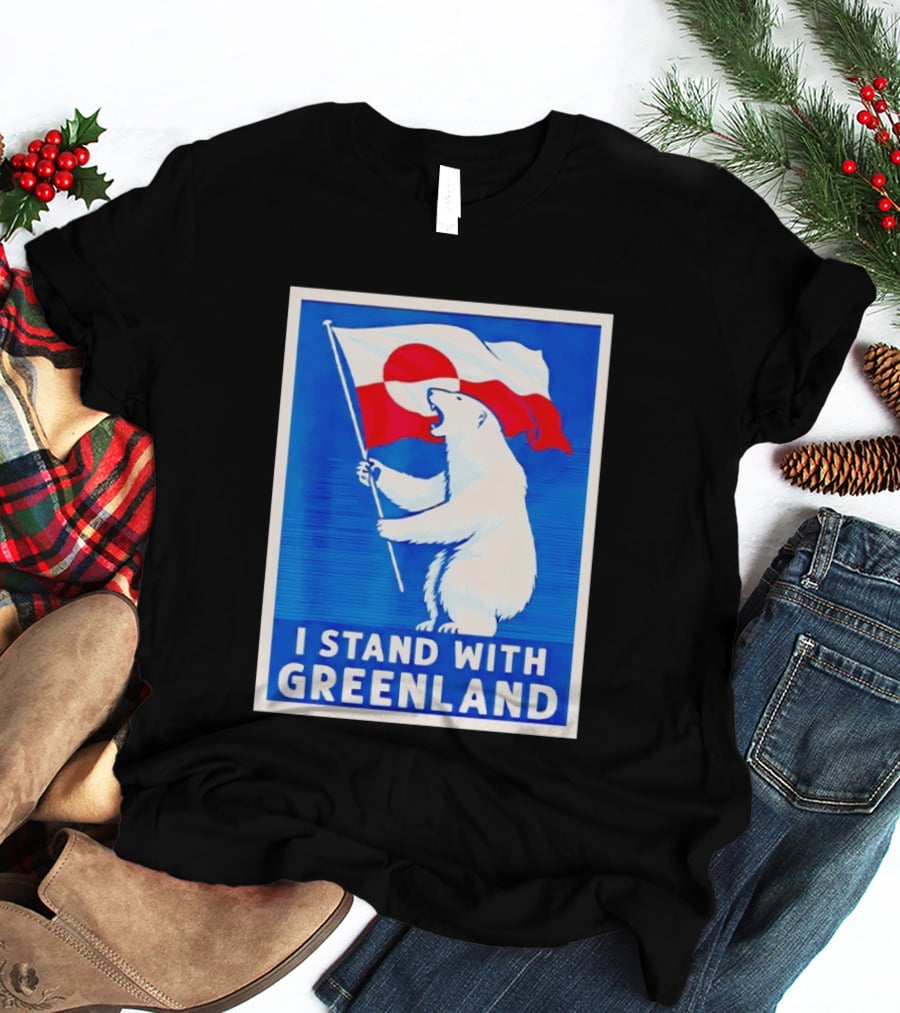 I Stand With Greenland Polar Bear Flag White Bear T-Shirt