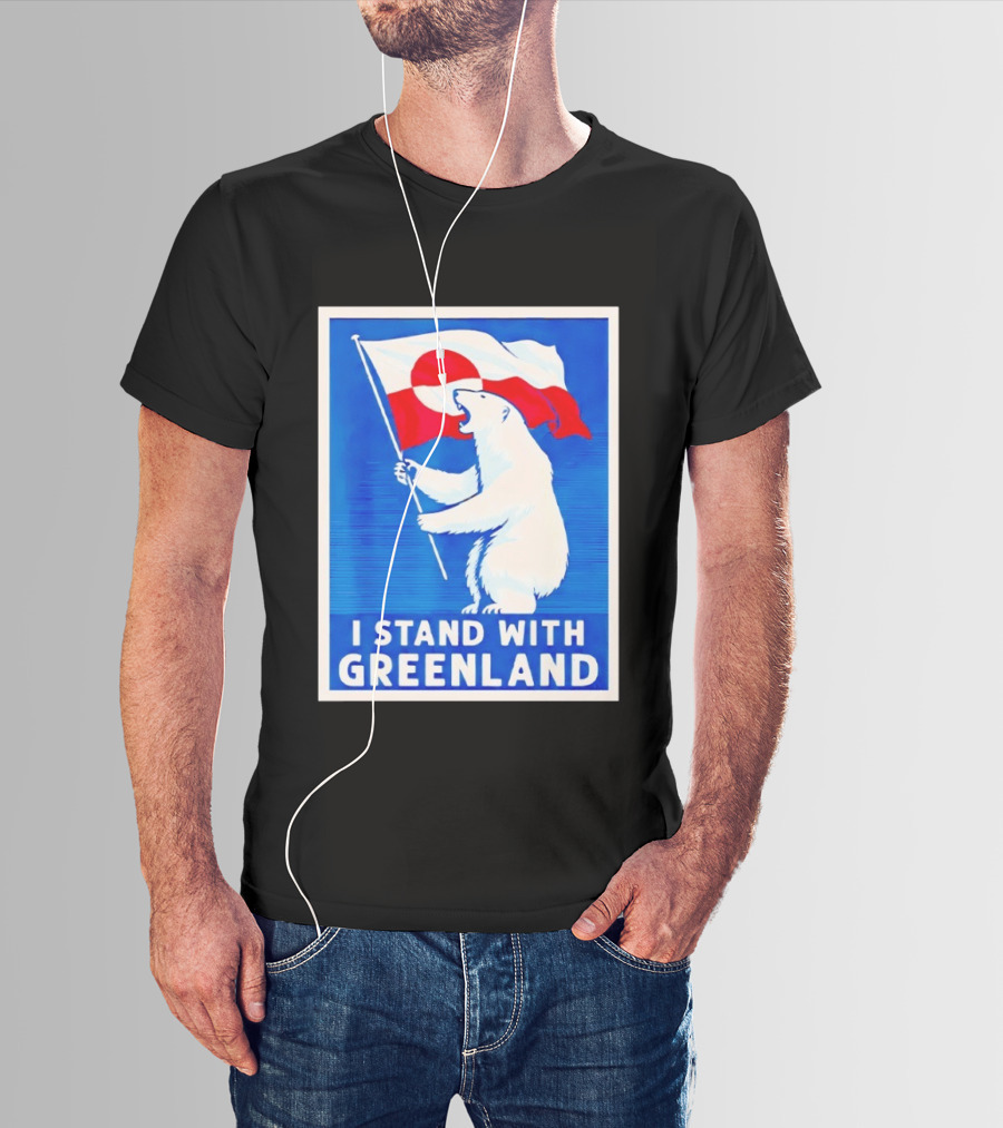 I Stand With Greenland Polar Bear Flag White Bear T-Shirt