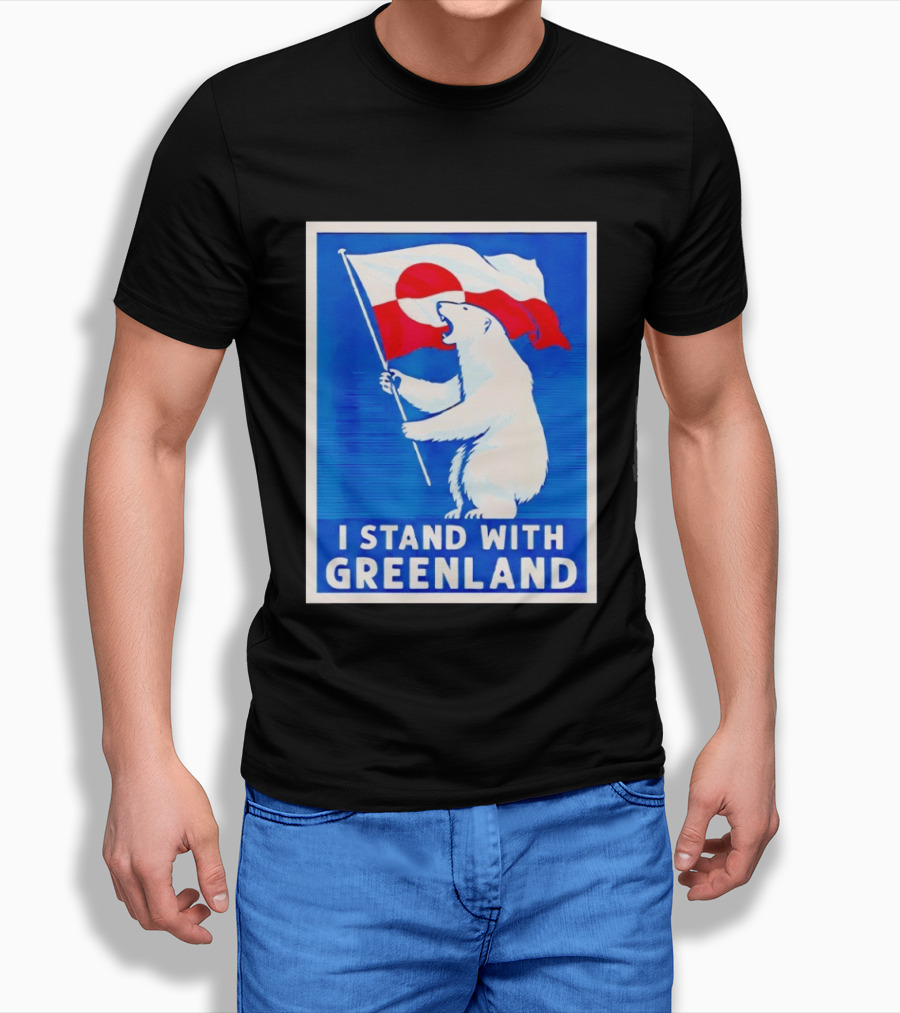I Stand With Greenland Polar Bear Flag White Bear T-Shirt