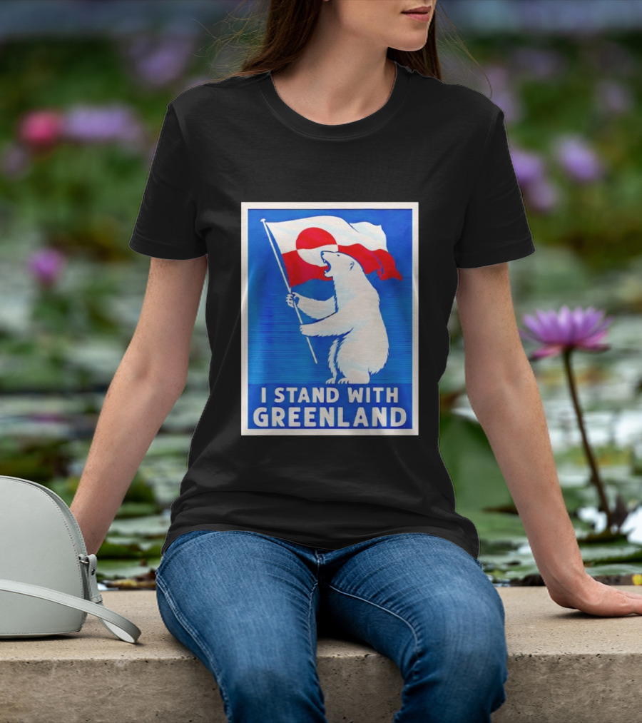 I Stand With Greenland Polar Bear Flag White Bear T-Shirt
