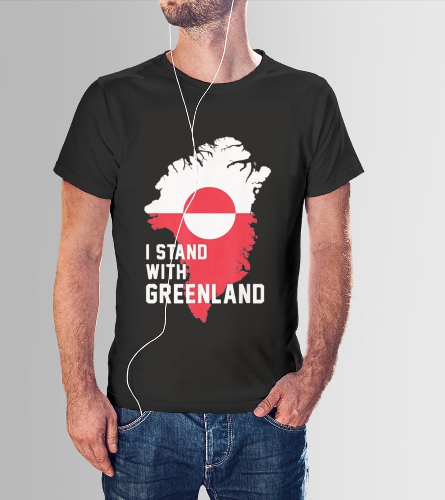 I Stand With Greenland Greenlanders Support Flag Map T-Shirt