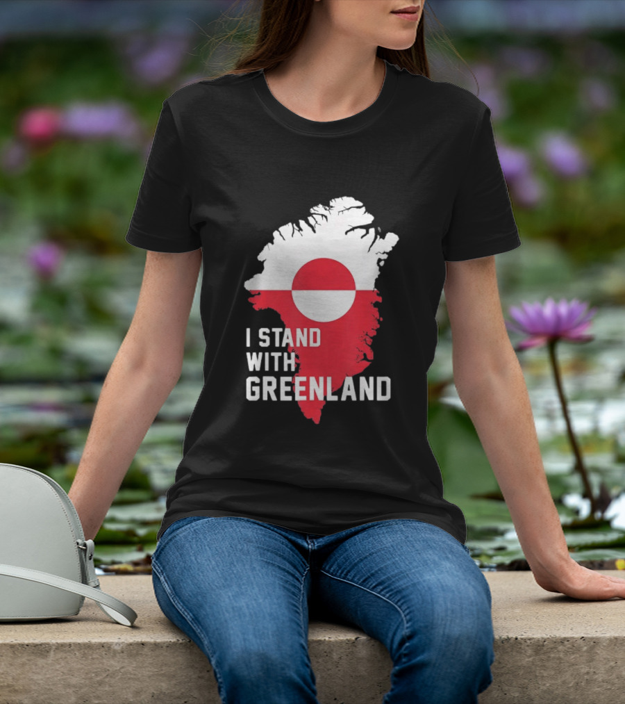 I Stand With Greenland Greenlanders Support Flag Map T-Shirt