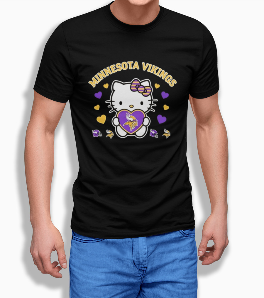 Minnesota Vikings Hello Kitty Valentine Hearts 2026 T-Shirt