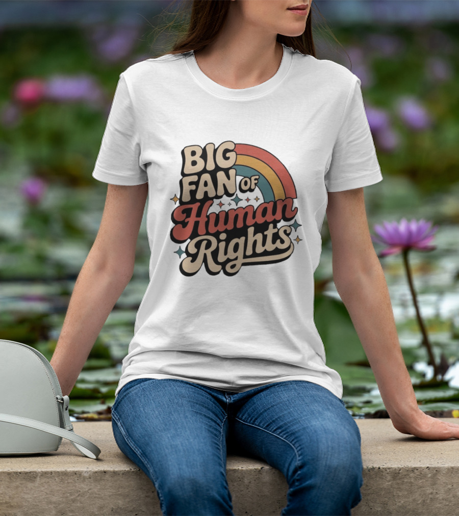 Big Fan Of Human Rights Retro Rainbow T-Shirt