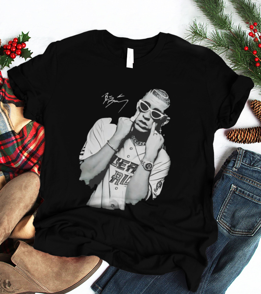 Benito Antonio Martinez Ocasio Bad Bunny Signature Puerto Rico Baseball Jersey Look T-Shirt