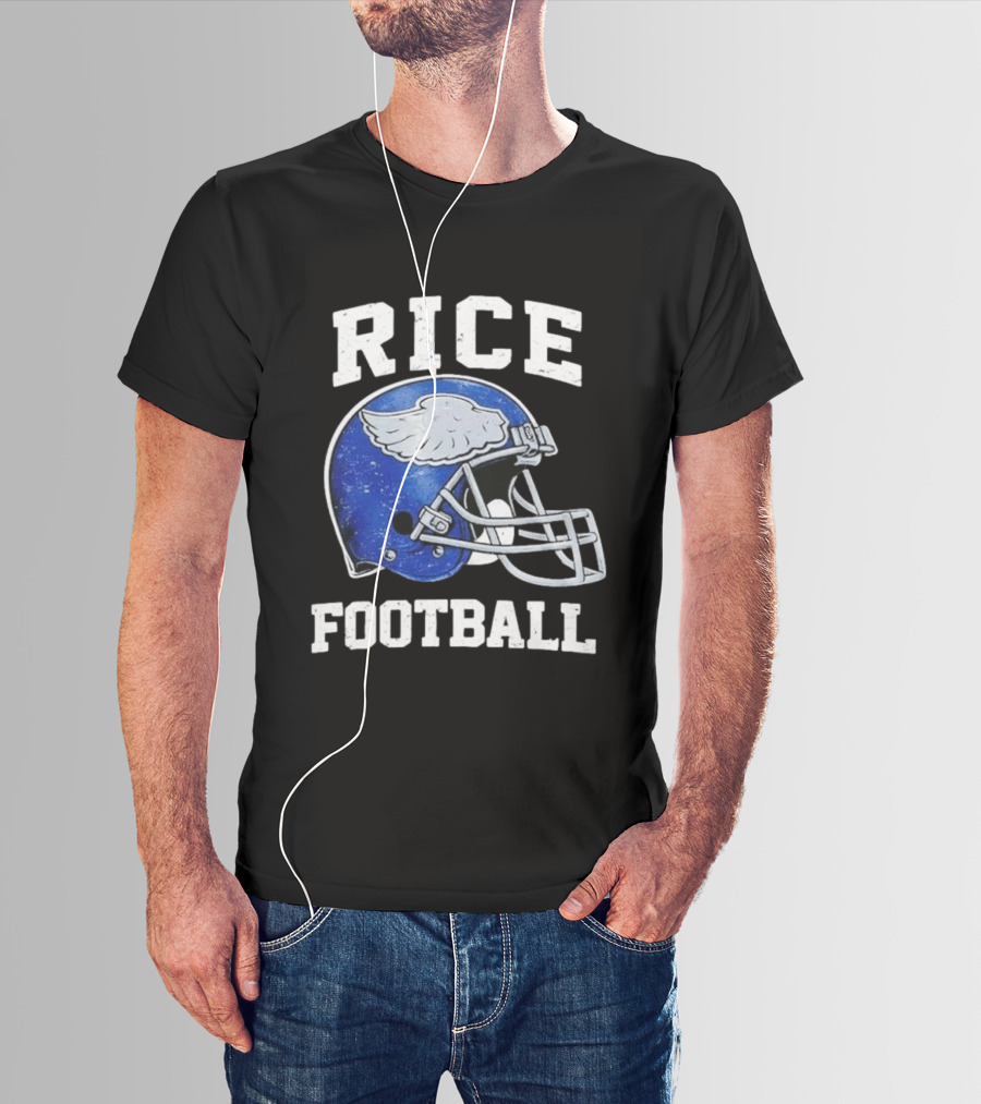 Rice Football Blue Winged Helmet T-Shirt
