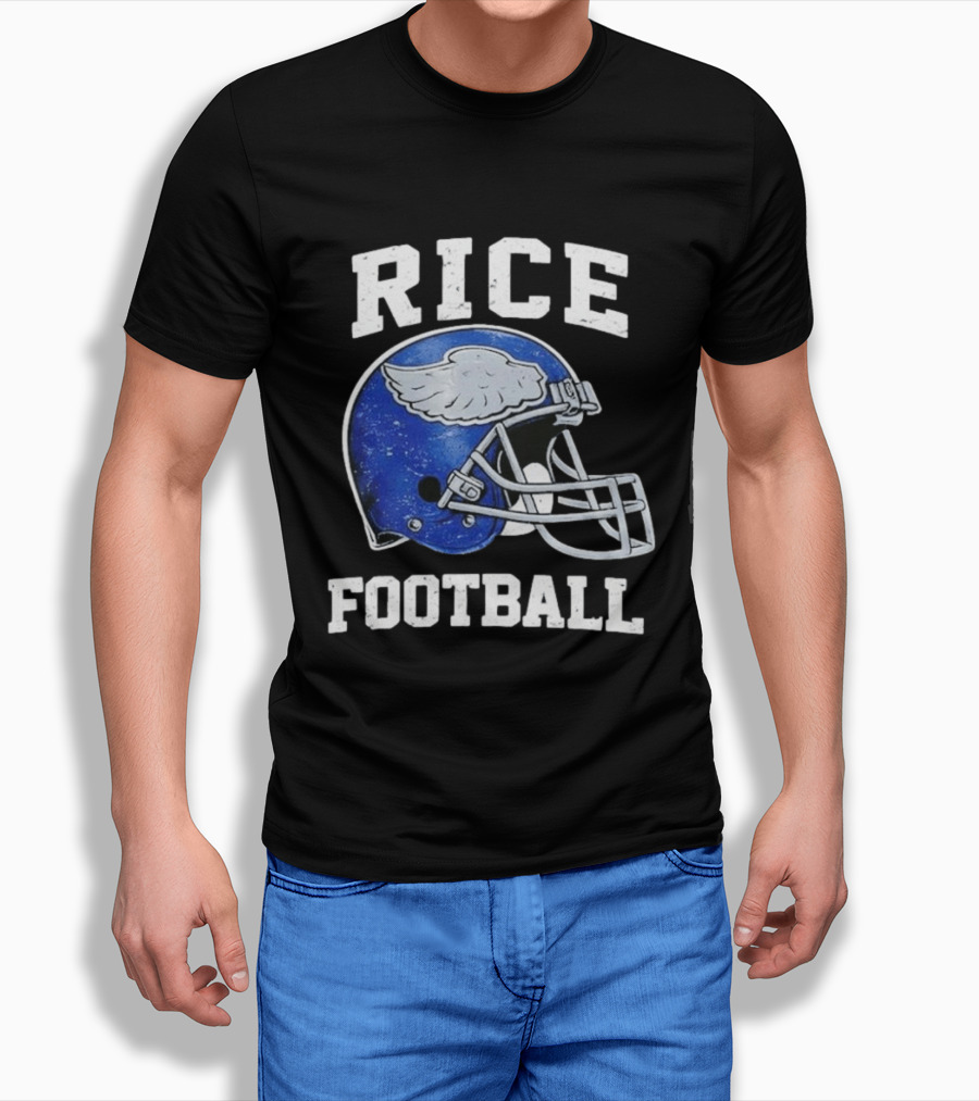Rice Football Blue Winged Helmet T-Shirt