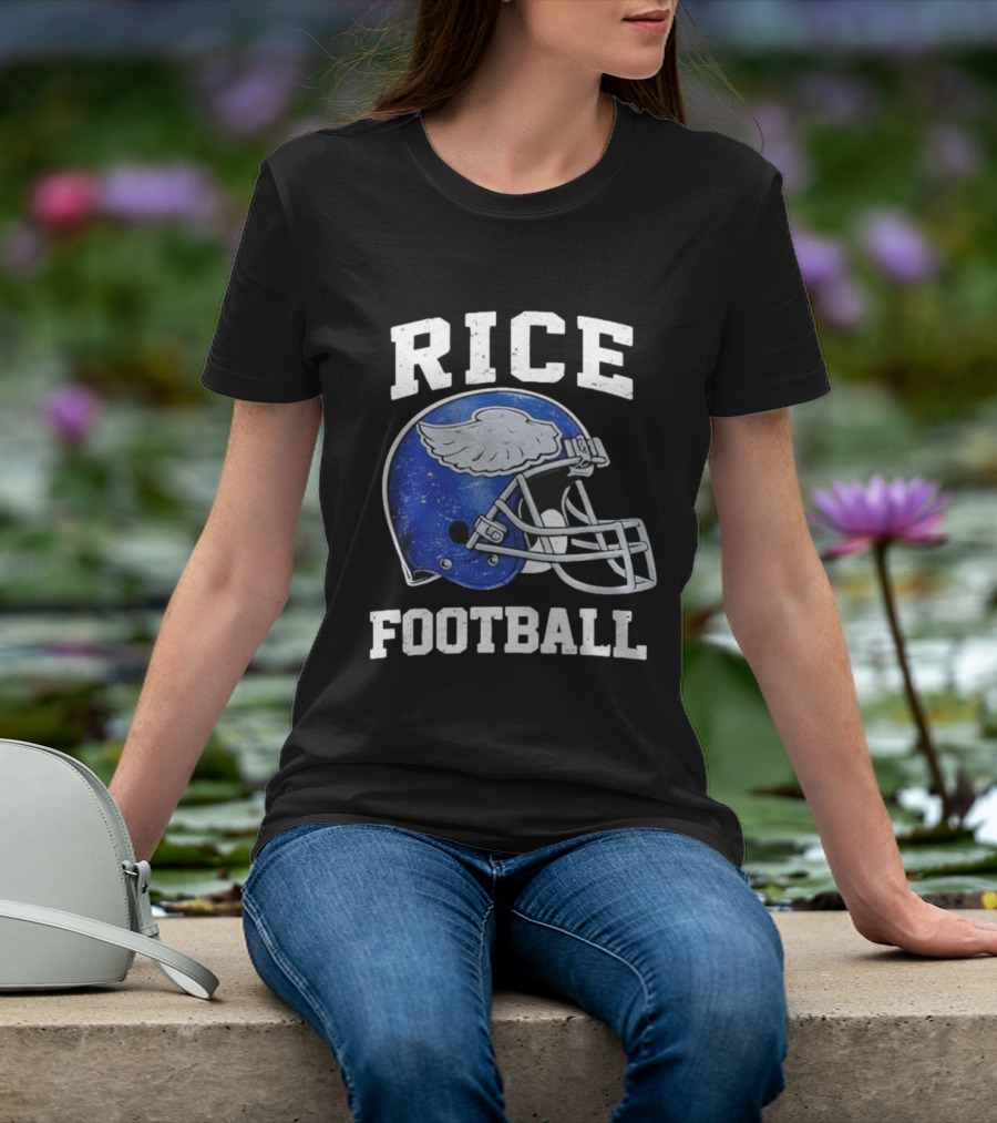 Rice Football Blue Winged Helmet T-Shirt
