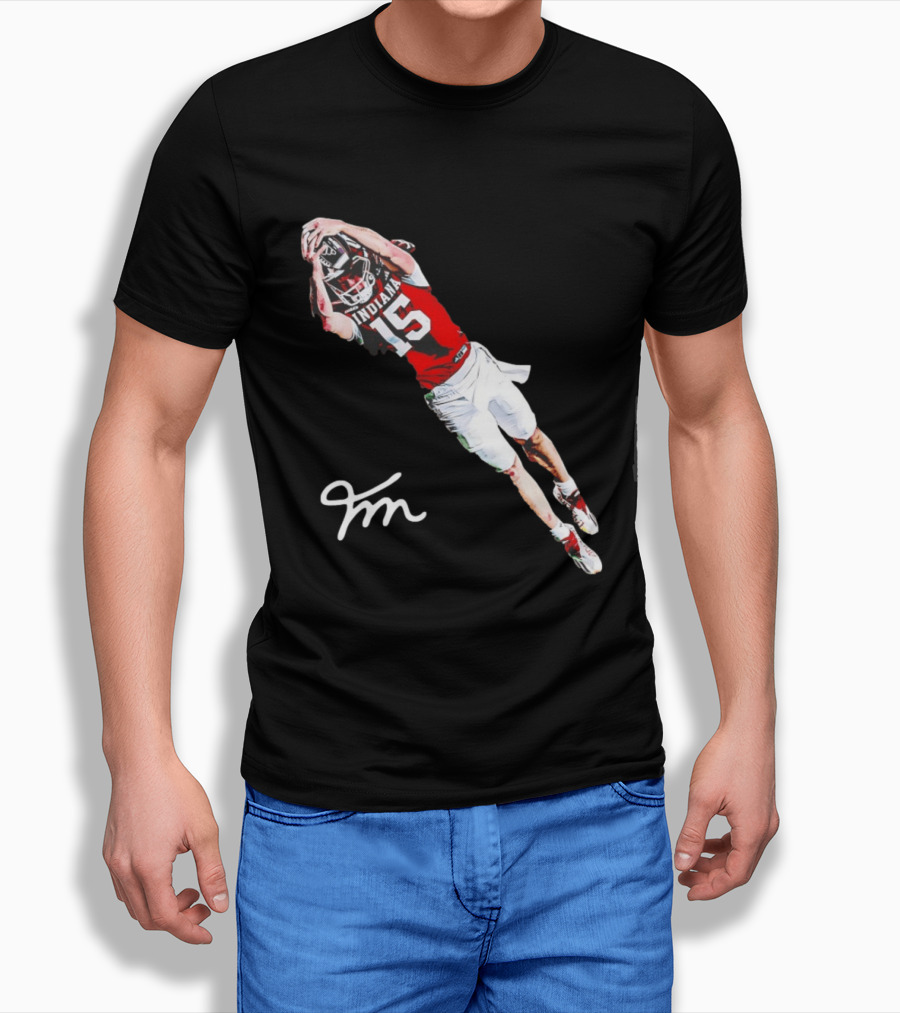 Fernando Mendoza Indiana Hoosiers Natty Flippin' Champs Iconic 15 Leap Signature T-Shirt