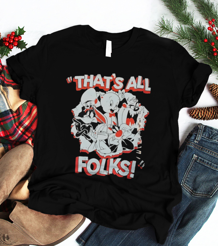 Looney Tunes That's All Folks Bugs Bunny Daffy Duck Classic Cartoon Characters T-Shirt