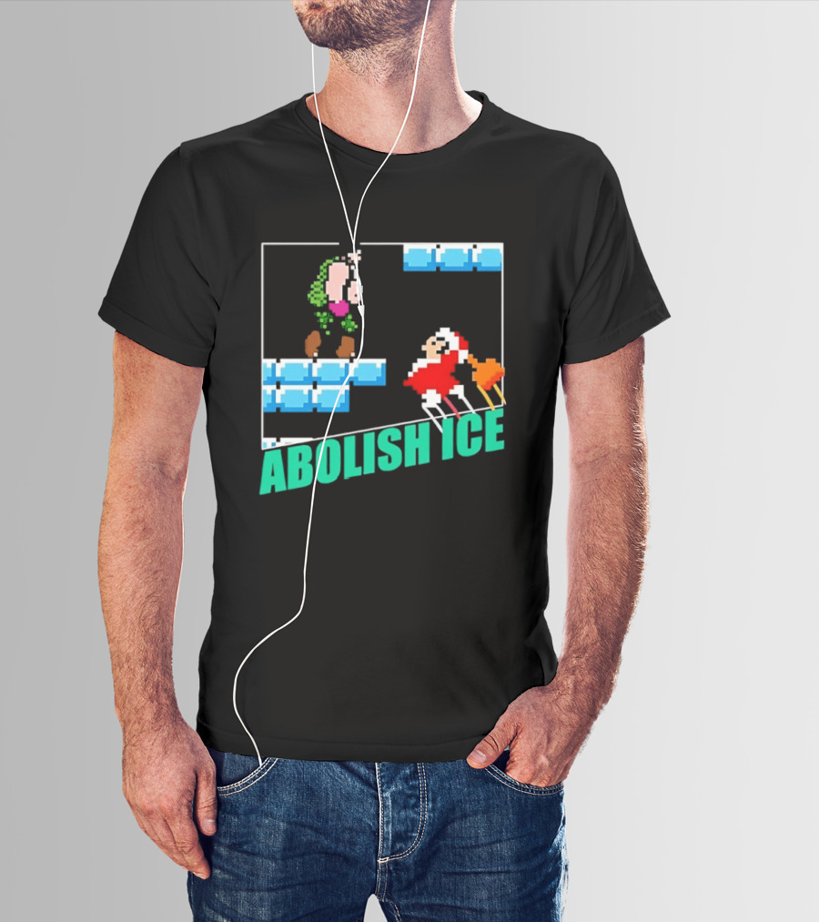 Abolish ICE Super Mario Style Pixel Art USA Retro Gaming T-Shirt
