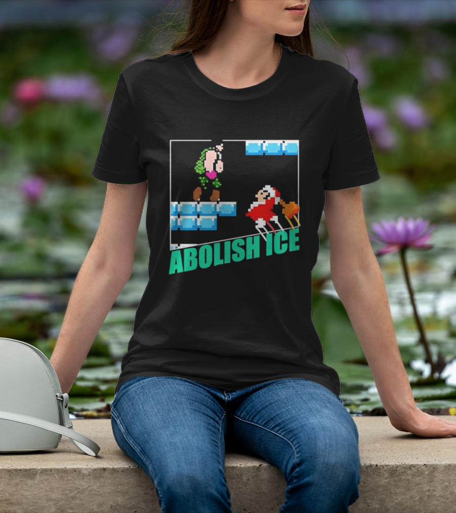 Abolish ICE Super Mario Style Pixel Art USA Retro Gaming T-Shirt