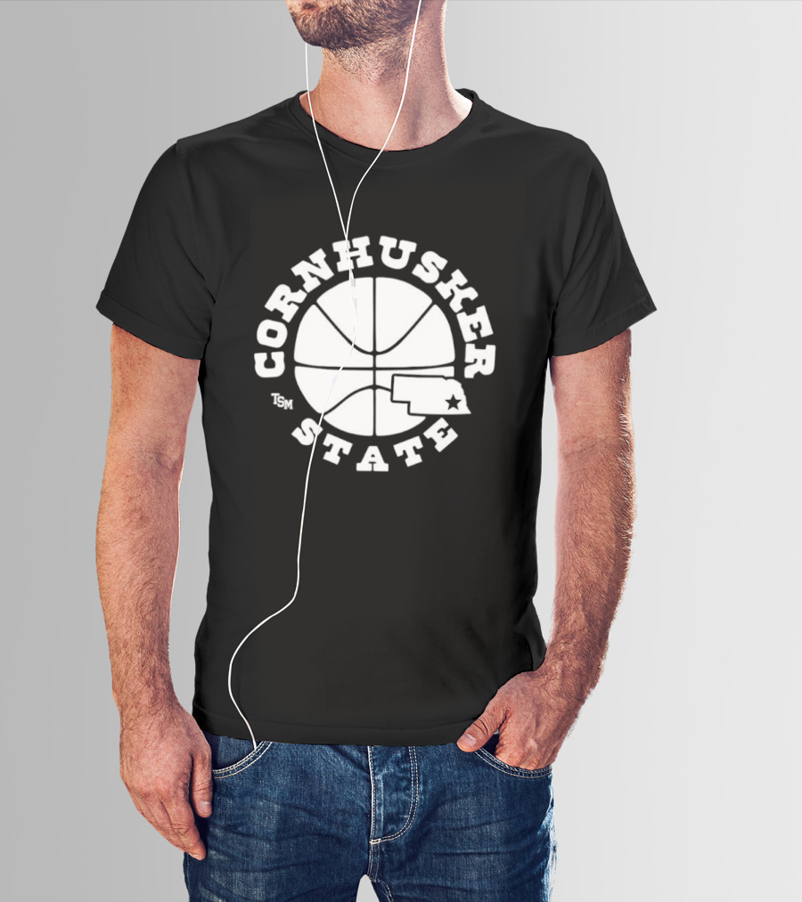 Cornhusker State Basketball Map Nebraska T-Shirt