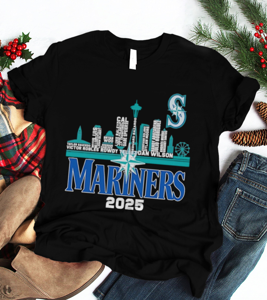 Seattle Mariners 2025 City Skyline Player Names Iconic S T-Shirt