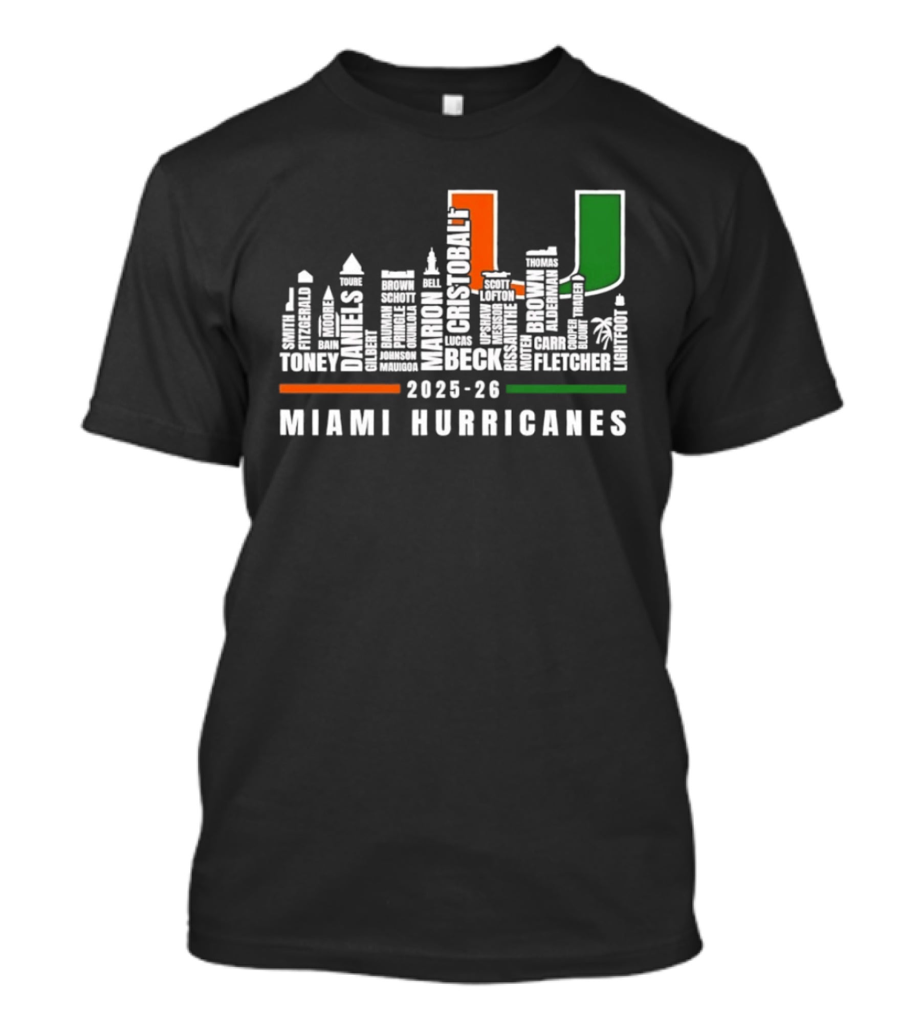 Skyline City Miami Hurricanes 2023 24 Player Names U T-Shirt