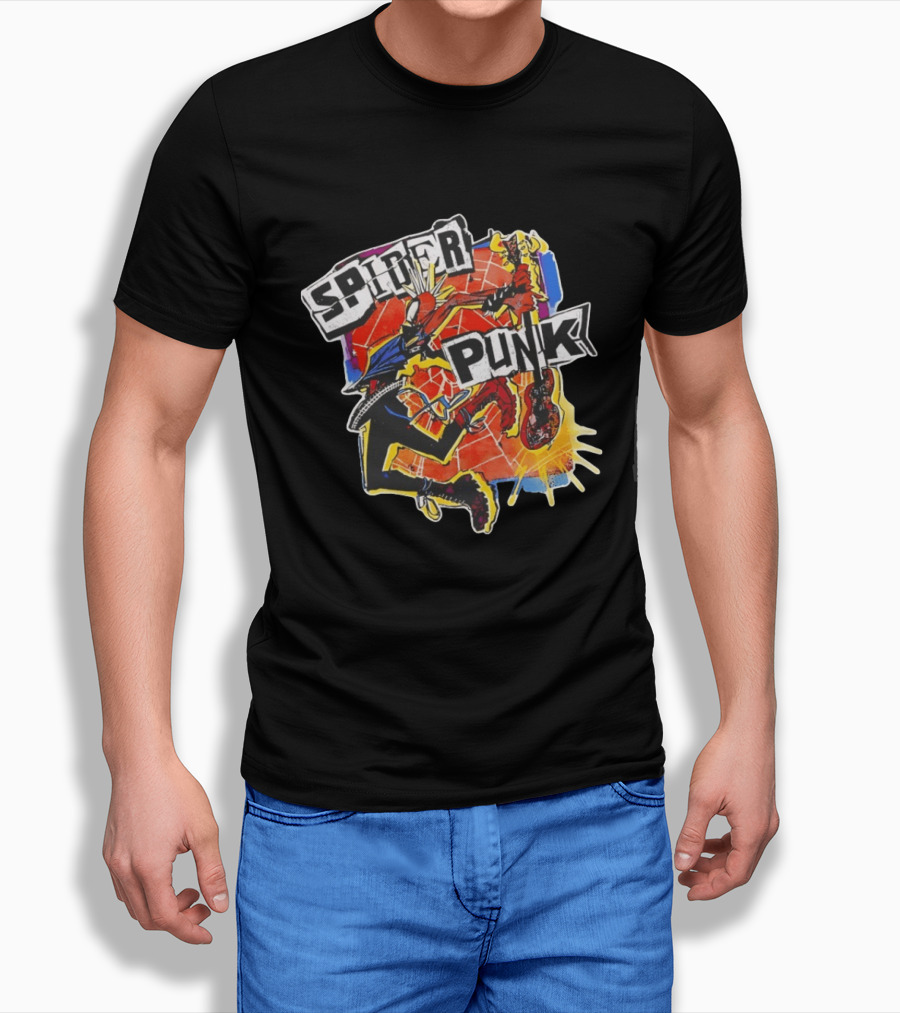 Spider Punk Guitar Hero Rebellion Web Burst T-Shirt
